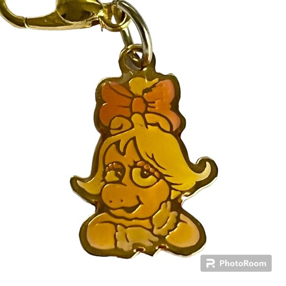 Vintage Miss Piggy Muppets Charm Zipper Pull Purse Clip On Signed Jim Henson - Picture 1 of 10